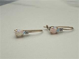 10K Opal Tear Drop Dangle Earrings Yellow Gold 0.56g Length 16.3mm Width 4.22mm